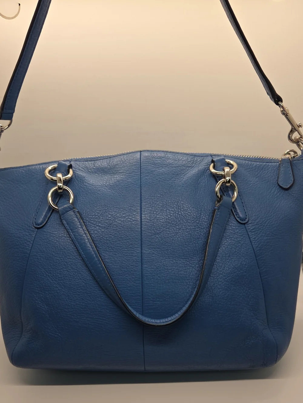 Coach Small Kelsey Cobalt Blue Pebbled Leather Shoulder Bag